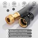 Garden Hose 5/8" x 25ft - Brass Rubber Heavy Duty Water Hose 600 PSI Burst Pressure, Durable Flexible Hose for Yard, Car Wash, Pets Gray