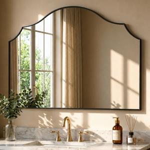 VIWILII 29"x39" Black Arched Wall Mirror, Decorative Mirror