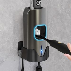 TuCao Automatic Toothpaste Dispenser Wall Mounted - Smart Touchless Toothpaste Squeezer with 3 Adjustable Levels, 2 Toothbrush Holders- for Kids and Adults, Bathroom Essentials