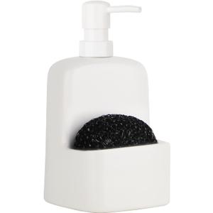 Dish Soap Dispenser - Kitchen Soap Dispenser with Sponge Holder Matte Ceramic Soap Daddy Dispenser 20oz for Kitchen (Matte White)