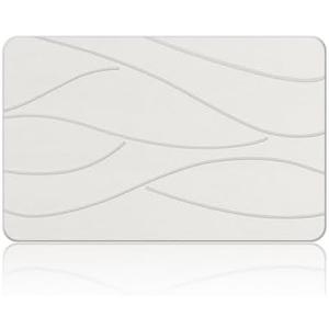 Veeloim Stone Bath Mat Diatomaceous Earth Shower Mat Non-Slip Super Absorbent Diatomite Stone Bath Mats for Bathroom Floor Quick Drying Natural Easy to Clean(23.6''×15.4" White)