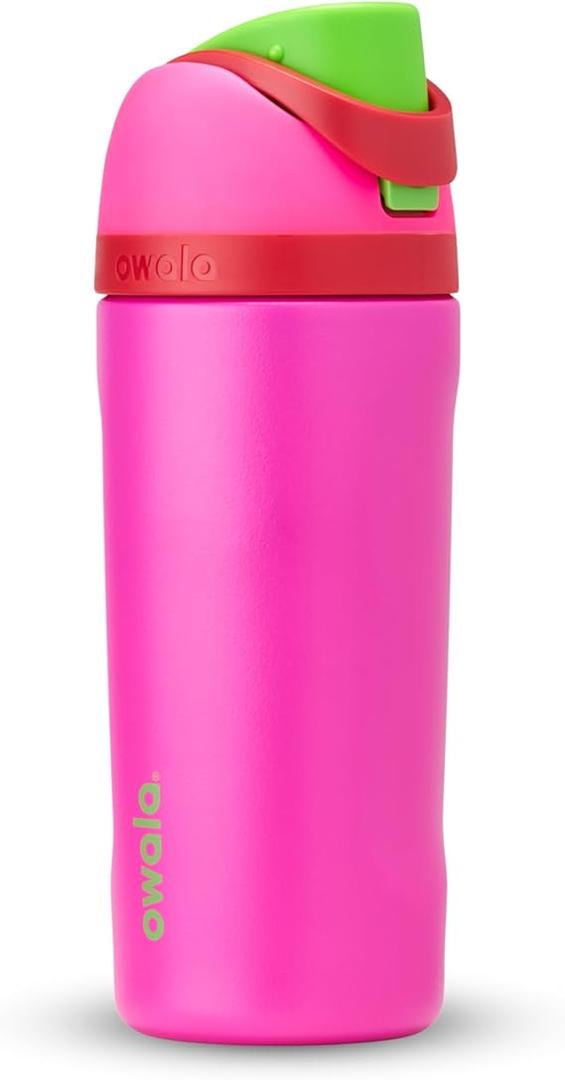 Owala Kids FreeSip Insulated Stainless Steel Water Bottle with Straw, BPAFree Sports Water Bottle, Great for Travel, 16 oz, All the Berries