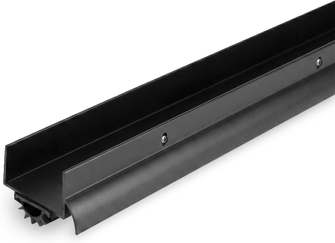 BARZEN Aluminum U Shaped Door Bottom Sweep with Drip Cap - Under Door Seal for Exterior Doors - Screw On Weather Stripping Door Seal - Weatherstrip Bottom of Door - Black, 36 Inches