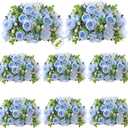 ASTRYAS 8Pcs Artificial Peonies Blue Silk Peonies Faux Flower Bouquet Fake Blue Peonies Artificial Flowers Table Centerpieces for Bridal Wedding Home Party Office Decoration Bulk (8pcs White Peony Mixed)