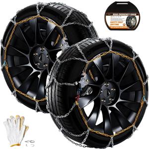 DEDC Tire Chains Snow Chains for SUV Car Sedan Light Truck 1 Min Quick Fit Easy Chainsaw Reusable Universal Emergency Traction Chain Tire Width 235 245 255 265 275 285 - Set of 2 MS1619