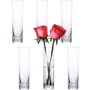 Glass Cylinder Bud Vases for Centerpieces, Clear Small Glass Flower Vases, 7 Inch Tall Glass Cylinder Vase for Wedding Table Home Decor, Slim Flower Vase for Single Bouquet Flower (6 Pack)