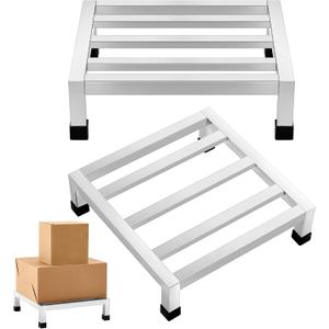 MorningRo 2 Pack Dunnage Rack 13.8" Long x 13.8" Wide, 3.9" Height Stainless Steel Shelf 1000+ Pound Capacity Commercial Food Floor Rack for Restaurants Kitchens Garages and Vehicles