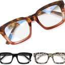 miyya Stylish Reading Glasses for Women, Cheaters Eyeglasses, Oversized Blue Light Readers, Fashion Eye Glasses 3 Pack+1.0