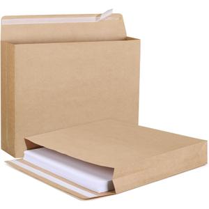 25 Pack 10" x 13" Expandable Catalog Envelopes, Large Kraft Document Envelopes Self Seal Manilla Envelopes Mailing for Documents, Magazines, Photos