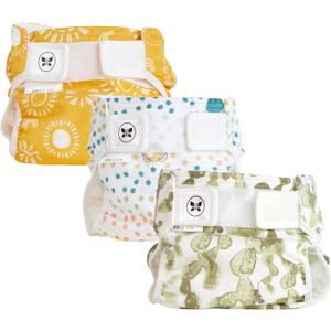 Honest Hybrid Cloth Diaper Covers with Pocket-Sling, Small (8-15 lbs), Stops Nighttime Leaks, Use with Boosties Disposable Diaper Pad or Reusable Insert, 3 Pack of Cotton Muslin Covers
