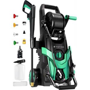FOTING Power Pressure Washer with 4 Quick Connect Nozzles,Inlet Hose & Filter, Foam Cannon for Cars/Fences/Driveways/Patios/Home Cleaning(Navy Blue)