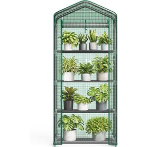 NEWBULIG 27"x19"x63" Mini Greenhouse, with Durable Zipper Door 4 Tier | Small Greenhouse for Outdoors Indoor Balcony, Porch, Garden, Patio, Backyard Green houses, Green