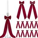 Teenyyou 12 Pcs Red Valentines Candlestick Bows Decor 13 Inch Large Coquette Decorations Bows for Table Self Adhesive Candle Holder Gift Wrapping Wedding Bridal Shower Bachelorette Party Centerpieces