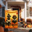 IVN Happy Thanksgiving Garden Flag 12x18 Inch Double Sided Dog Pilgrim Pumpkin Maple Leaf Outdoor Yard Flag for Outside Front Door Lawn Porch Patio Welcome Decor