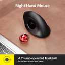 MicroPack Trackball Wireless Mouse, Upgrade Right Hand Ergonomic Mouse with Wireless Vertical Rollerball Computer Mouse, 3 Adjustable DPI, Easy Thumb Control for PC, Laptop, Mac, Windows - Black