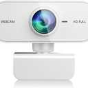 Webcam for pc with Microphone,Full HD 1080P White Streaming Web Cam for Mac Laptop, Mini USB C External Clip Computer Camera for Desktop,Cheap Facecam for Video Conference,Gaming Skype Meeting