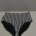 COCOPEAR Women's Ruched High Waisted Bikini Bottom Retro Vintage Swim Short Tankinis (3X-Large, Black and White Stripe)