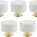 5 Pack Marble Cabinet Knobs, Round Knob for Dresser Cabinet Wardrobe Hardware Accessories, White Hardware Kitchen Closet knobs for Bifold DoorsWhite Marble,Cylinder