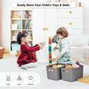 Ohmlove 4 Packs Storage Bins with Bamboo Lids - Plastic Storage Containers with Lids Stackable Storage BoxStorage Baskets for Organizing Desktop Closet Playroom Classroom Office,Gray