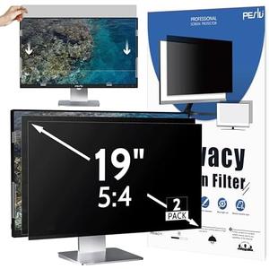 [2-Pack] 19 Inch Privacy Screen for Computer Monitor 5:4 Aspect Ratio, Eye Protection Anti Blue Light Glare Shield, 19inch Removable Black Blackout Anti Spy Desktop Security Private Filter