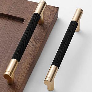 Westablize 10 Pack 5 Inch 128 mm Bar Cabinet Pulls Gold and Black Knurled Handles for Brushed Gold Drawer Pulls Cupboard Aluminum Handles