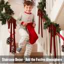 6 Pcs Burgundy Velvet Christmas Swag Bows 23.5x15.5 Inch, Rustic Large Velvet Christmas Staircase Wreath Bow, Pre-Tied Vintage Tree Topper Ribbon Bow for Outdoor Door Garland Wall Home Decorations