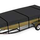 Caminor Jon Boat Cover 16 ft, 900D Heavy Duty Trailerable Waterproof Jon Boat Cover 16 Foot with Motor Cover, Marine Grade Canvas,Black