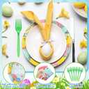 SiliFine 96 Pcs Easter Plates and Napkins Disposable Dinnerware Supplies for 24 Guests, Paper Tableware Include 9" Dinner Plates, 7" Dessert Plates, Napkins, Forks for Easter Spring Party (Egg)