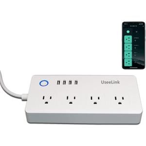 Smart Power Strip, UseeLink WiFi Surge Protector Compatible with Alexa & Google Home, Smart Plug with 4 USB Ports & 4 AC Outlets, Voice and Remote Control & Timer Schedule, 5ft Extension Cord