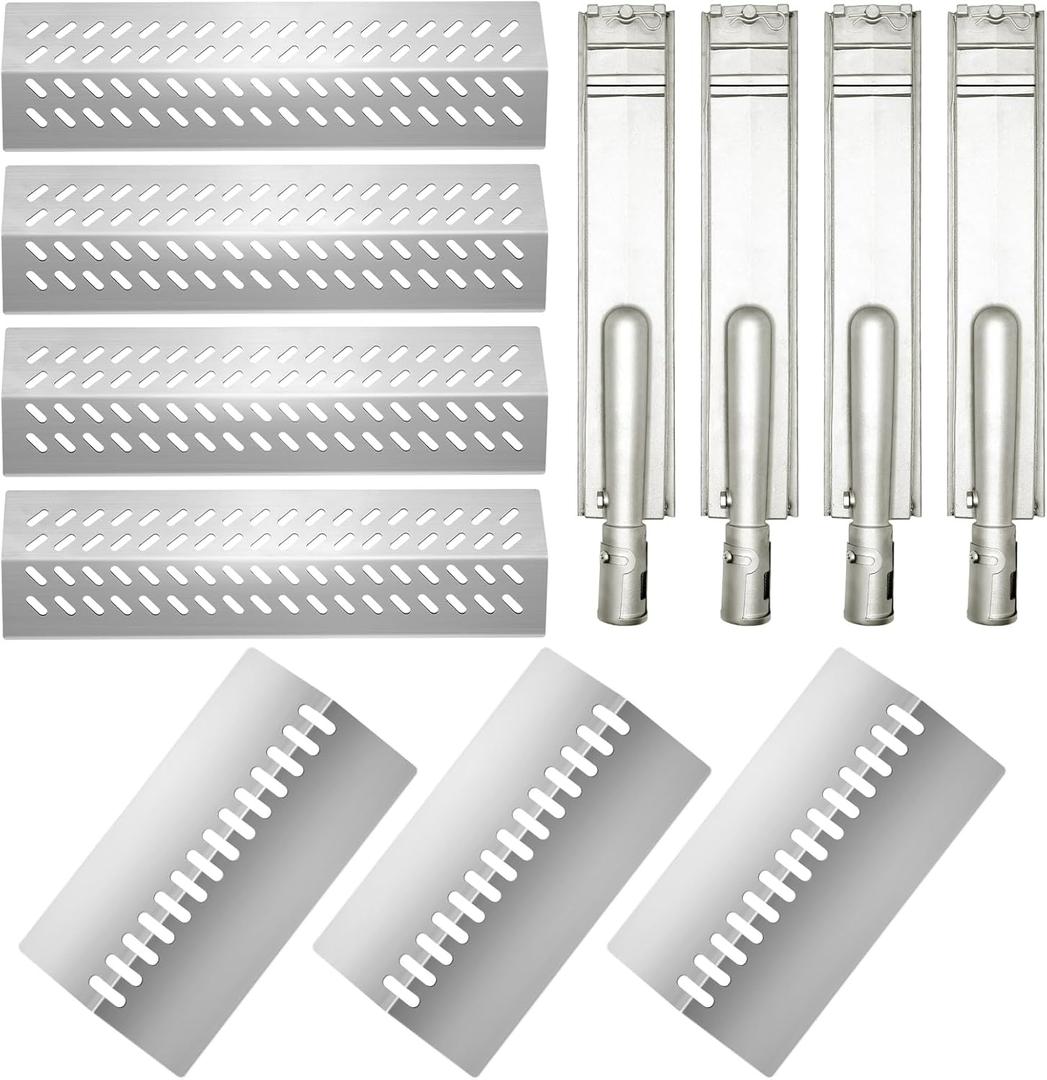 4 Packs 16631 and 3 Packs 16520 Heat Plate with 4 Packs Heavy Duty Burner Replacement for Bull Flame Tamer Replacement Parts,for Bull 4 Burner Grill 26038 26039 47629 69008 16561 Bull Angus
