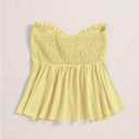 SOLY HUX Women's Frill Trim Tie Front Tube Top Sleeveless Strapless Ruffle Summer Tops (Yellow, M)