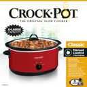 Crock-Pot 8-Quart Manual Slow Cooker, XL Family Size Serves 10+ People, Removable Stoneware with Warming Setting, Dishwasher Safe for Easy Cleanup, Red