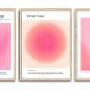 KISSFOX 3 Piece OAK Wood Framed Wall Art Pink Wall Decor Aura Canvas Art Divine Feminine Pictures Trendy Aesthetic Preppy Paintings For Apartment Dorm Women Girls Bedroom