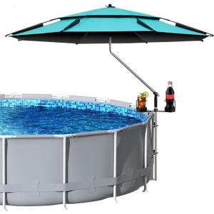 Above Ground Pool Umbrellas, Outdoor Pool Sunshade Canopy with 2 Cup Holders, Pool Shade Umbrella for Oval Rectangular Swimming Pools, Patio Umbrella for Garden, Backyard, Poolside Accessories