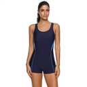 beautyin Swimsuit Women Boyleg One Piece Water Aerobic Competitive Bathing Suit, M