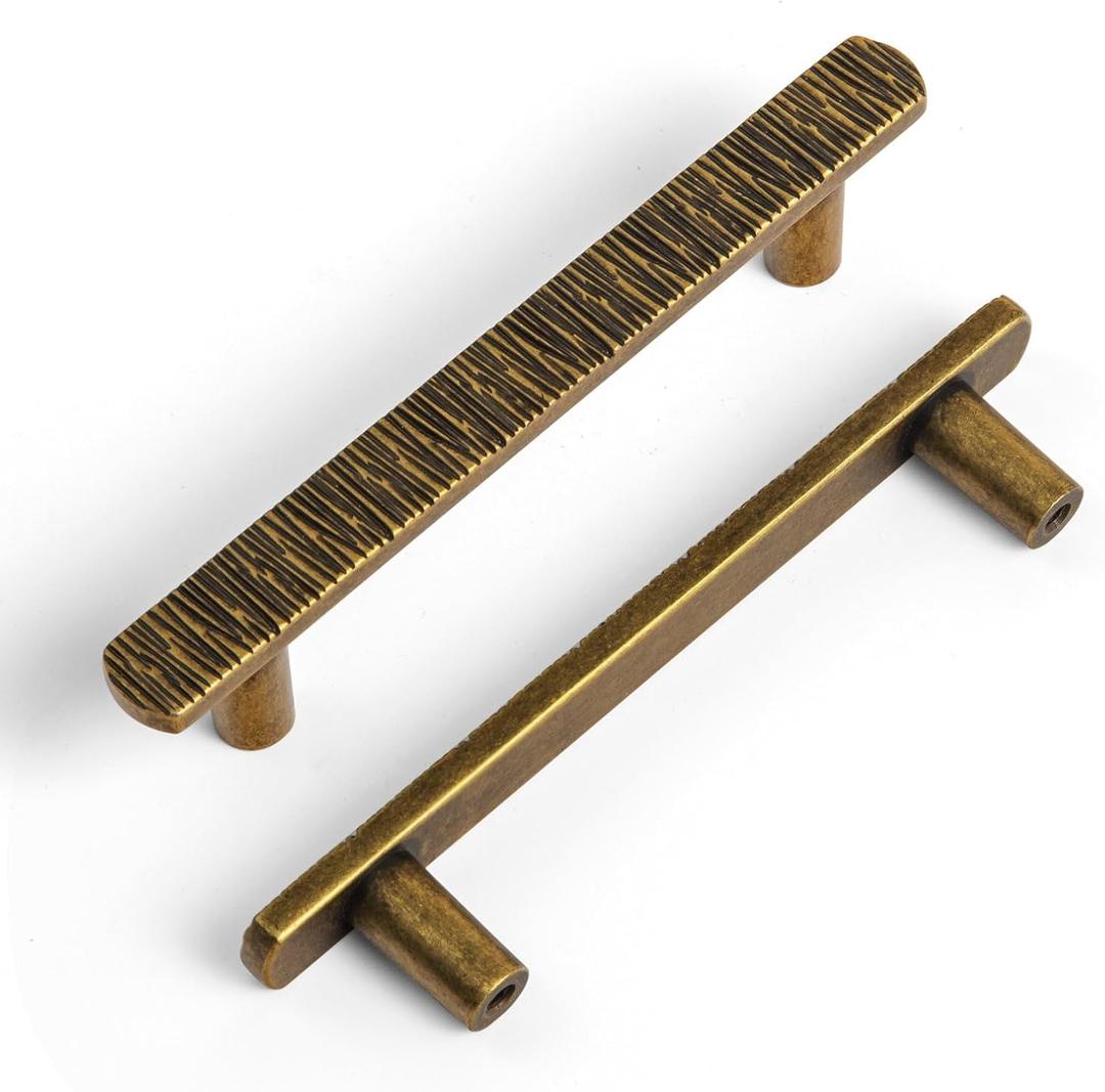 Goo-Ki 3-3/4 Inch96mm Hole Centers Luxurious & Sturdy Zinc Alloy Cabinet Handls, Antique Brass Cabinet Pulls for Kitchen, Drawer, Cupboard & Wardrobe, 6 Pack