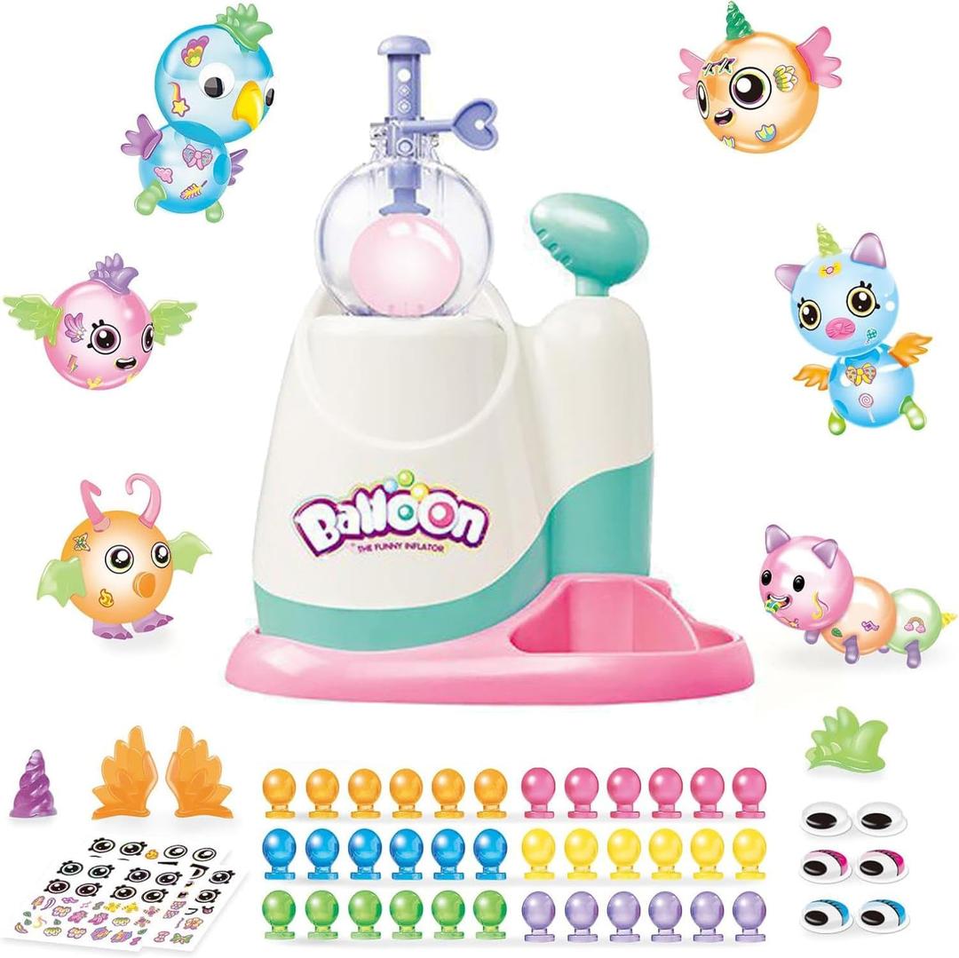 Balloon Animals Kit with Pump, Funny Balloons Inflator Toy, DIY Sticky Balloon with Pump, Squishy Balloons Maker, Magic Sticky Balls Making Craft Kit for Girls Boys