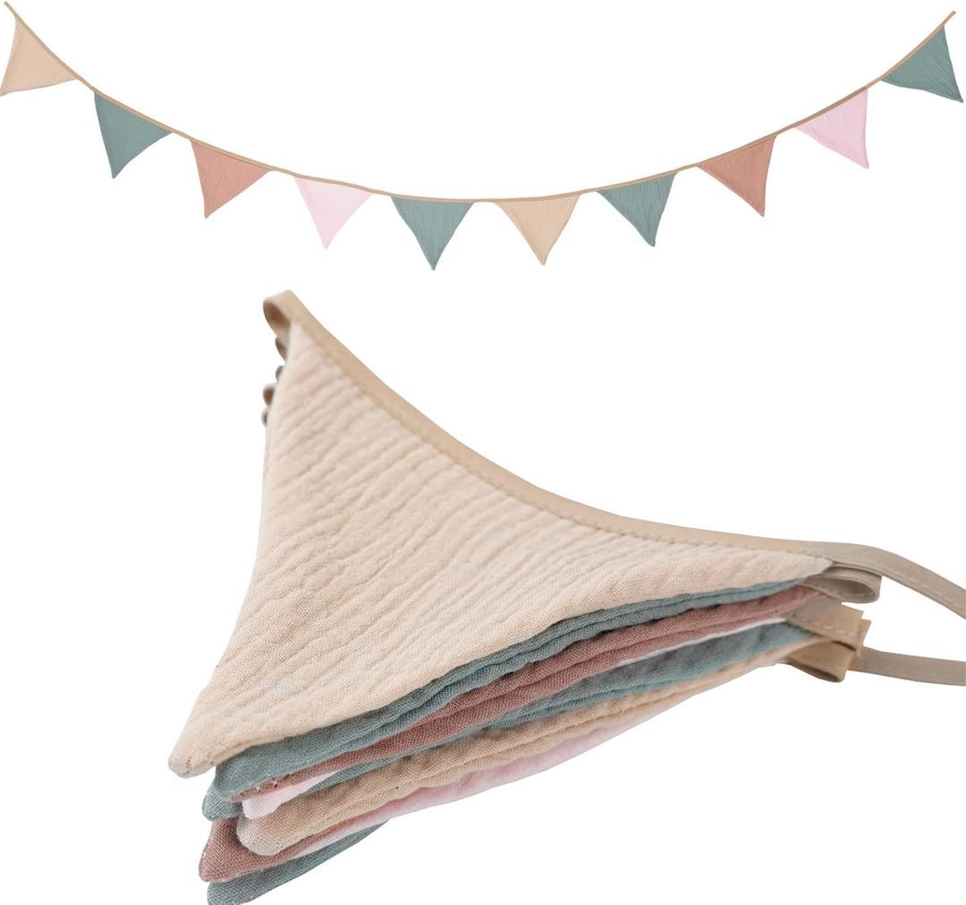 Pennant Banner Bunting Flags Multicolor, Garland Triangle Banners Fabric for Boho Shower Wedding Party Decorations Nursery Playroom Decor(Pastel) (1PCS)