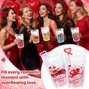 60 Set Valentines Drink Pouches with Straw 17 oz Hearts Plastic Drink Pouches for Adults Alcohol Clear Reclosable Juice Beverage Bag for Valentine's Day Wedding Birthday Party Supplies(Heart)