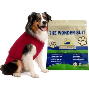 SurgiSnuggly Veterinary Invented Dog Surgical Recovery Suit for Female Spay or Male Dogs Neuters,Cone Alternative, Original Dog Onesie Bodysuit for After Surgery Medium Dogs Red