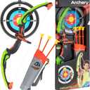 Bow & Arrow Toy Set for Kids, Archery Bow 32" Long, Suction Arrow 22", Pretend Play, Soft Power Safe Children Game Set,Silver,Kii-Archery-K35881C