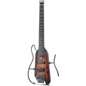 Donner HUSH X Electric Guitar Kit - Featherlight Headless Guitar, Great for Travel and Practice, Mahogany Solid Body with Easy Assemble Stands, Gig Bag, All Accessories, Sunburst