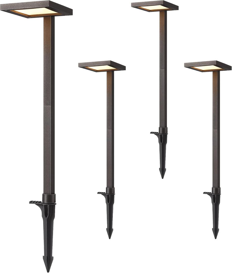 EDISHINE Low Voltage Landscape Lighting, 5.6W 151LM 3000K 50,000 Hrs Waterproof LED Pathway Lights, 12V Aluminum Outdoor Landscape Lighting with Connectors for Yard, Garden, Walkway, 4 Pack