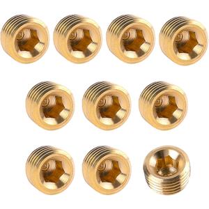 Brass 3/8" NPT Male Pipe Plug Fitting Set - 10 PCS Hex Counter Sunk Plugs for Pipe End Closure