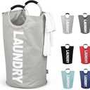 DOKEHOM 125L X-Large Collapsible Washing Laundry Basket Bag (7 Colors) for Bedroom, Fabric (Grey, XL)