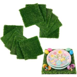 XLX TURF 12 Pack Artificial Grass Square Mats, 12"x12" Fake Grass Placemats for Easter Table Centerpiece, Realistic Synthetic Turf Patch for Football Golf Party Decor, Pet Dog Potty Grass, DIY Crafts