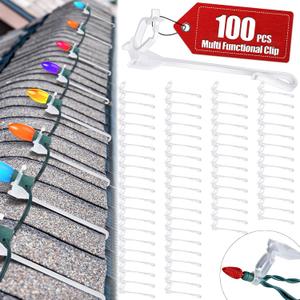 100 Pcs Ridge Clips Christmas Light Clips Roof Row Light Hooks Holiday Outdoor String Light Clip Christmas Light Hook for Hanging C7, C9, Mini Light Multi Functional Universal Clip (Clear)