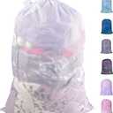 Polecasa Diamond Mesh Laundry Bags,2Pcs 30 x 36 inches Heavy Duty Mesh Laundry Bags with ID Tag and Drawstring Closure, Extra Large Laundry Hamper Liner, Laundry Bag for Travel, Sports,Dorms (White)