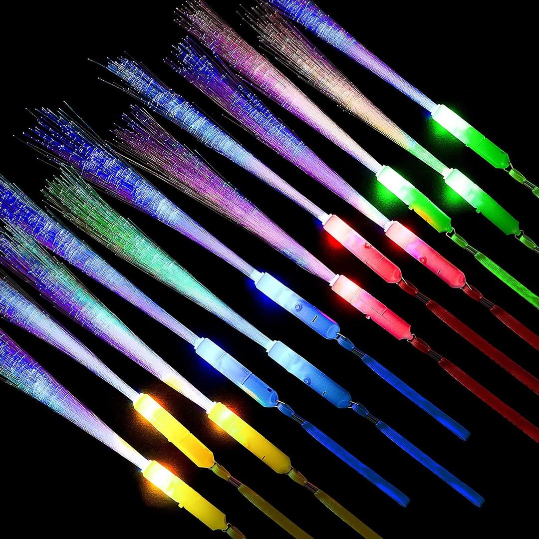 Zhanmai 24 Pieces Upgraded Glow Fiber Wands Sticks K-pop Concert LED Light Fiber Optic Wands LED Flashing Glow Sticks Bulk for Wedding Party Favors(Multicolor)