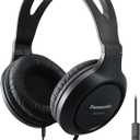 Panasonic Lightweight Over The Ear Wired Headphones with Microphone, Sound and XBS for Extra Bass, Long Cord, 3.5mm Jack for Phones and Laptops  RP-HT161M (Black) (4.1 x 7.2 x 7.6 inches (Pack of 1))
